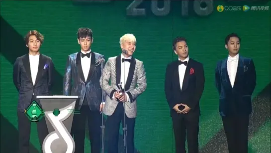 2016 QQ MUSIC AWARDS Most Popular Foreign Group BIGBANG