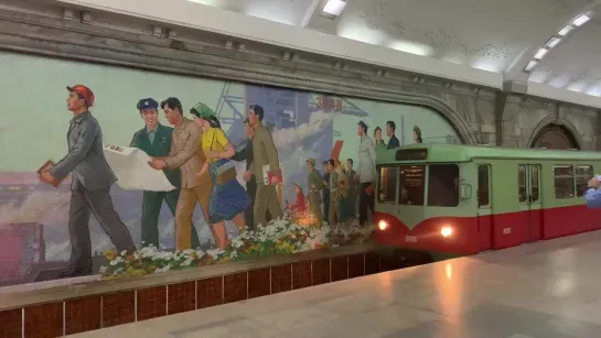 Pyongyang Metro Train Arriving North Korea