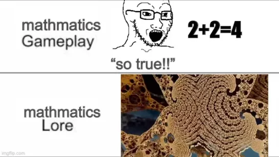 Math gameplay vs math lore meme