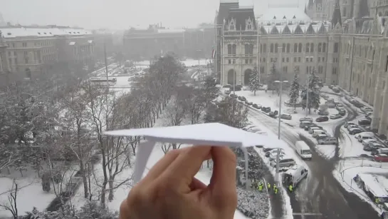 My Paper Plane Performs A Perfect Vertical Landing On A Moving Tram In Snow