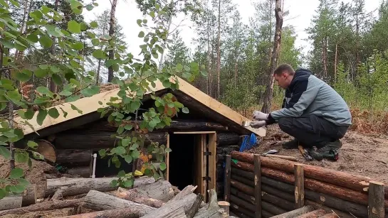 Строительство землянки в лесу