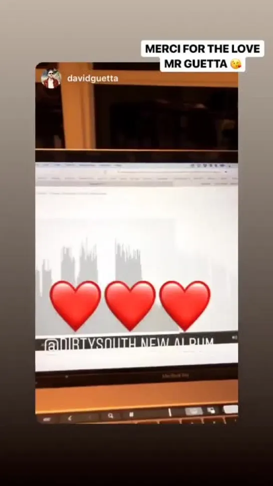 Thanks for the❤️❤️❤️ ️️️on the new album darko David Guetta