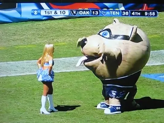 Mascot eats Cheerleader