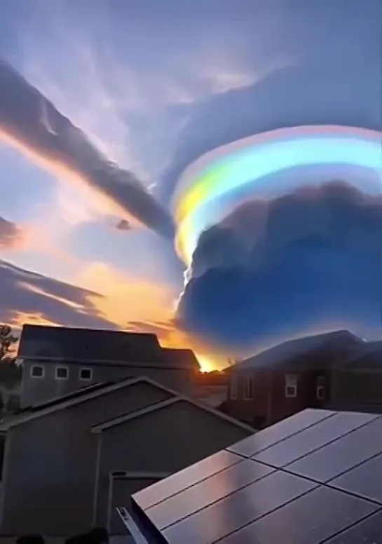 Rainbow iridescent pileus clouds filmed in Haikou, China