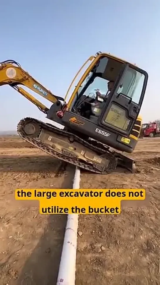 Excavators crossing pipes