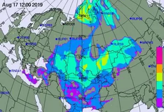 Моделирование расхождения радиоактивного облака