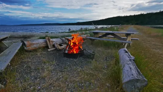 (3-hours) UHD 4K Relaxing Campfire Video at the Beach  Nature Sounds