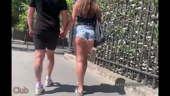 Jean shorts candid