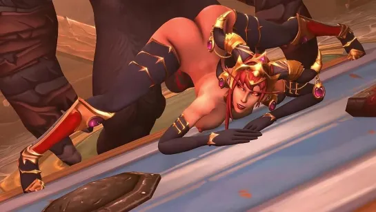 Rule 34 - 1boy 1girls alexstrasza animated audio bent over blizzard entertainment bonkerzhonkerz bouncing breasts cum cum in pus