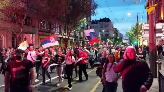 Протесты против натовской марионетки - Александра Вучича и поддержки  России и русского народа 15/04/2022 г.