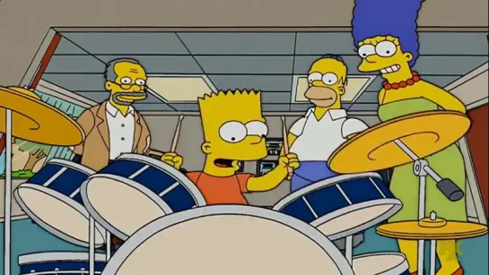 Bart starts playing drum