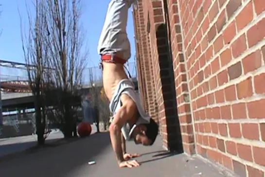 Handstand pushups near the Staten Island Ferry terminal