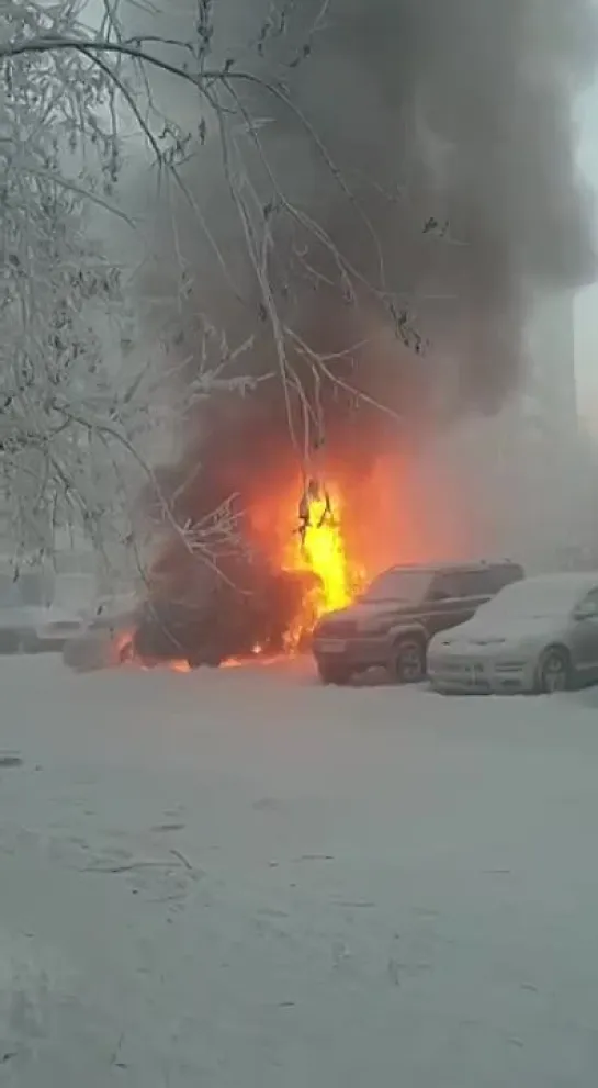 В Новом Уренгое сгорел автомобиль. Злой Ямал