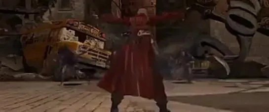 Данте подкидывает свой меч и красиво накидывает плащ - Devil May Cry