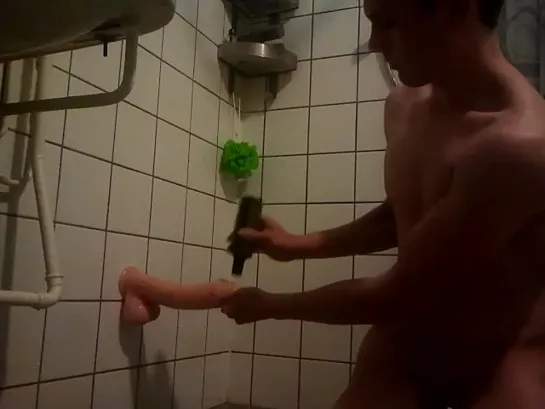 Boi in chastity trains his ass, riding a 12 dildo - gayboykink