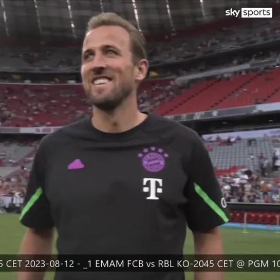 Harry Kane at Allianz Arena ahead of the game