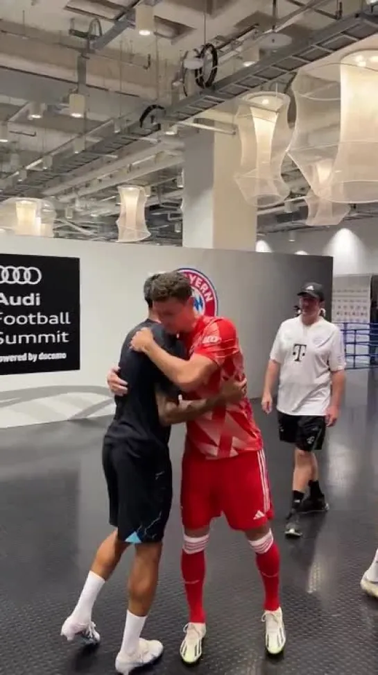 João Cancelo meets his former teammates