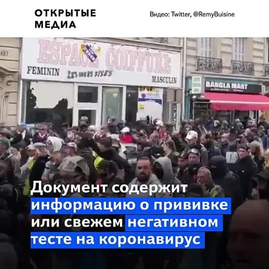 Тысячи французов вышли на акции против ввода «санитарных пропусков»