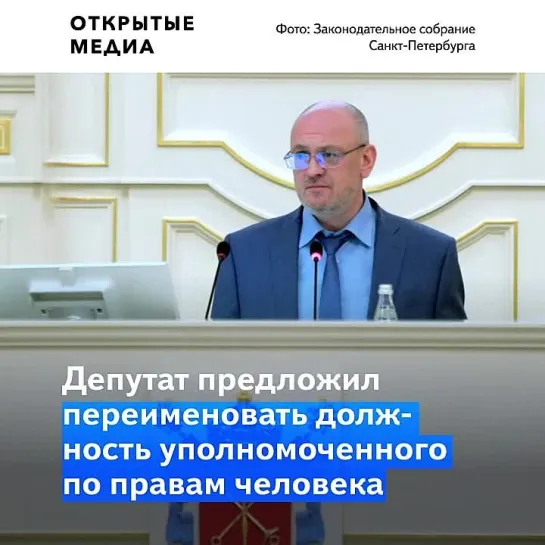 «Уполномоченный по тому, чего нет». Депутат из Петербурга предложил переименовать должность омбудсмена