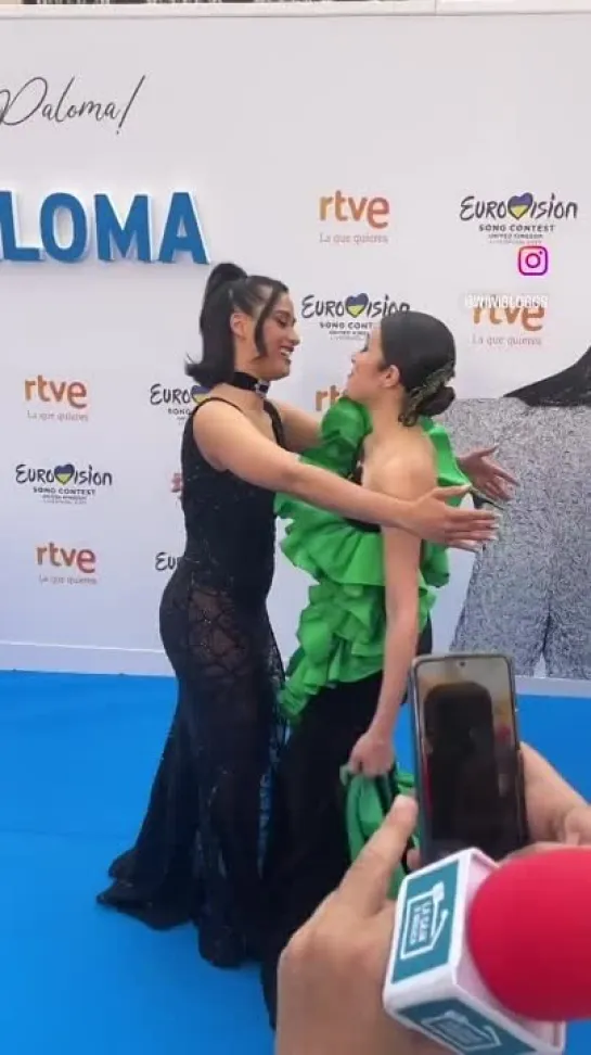 Eurovision 2022 participant Chanel Terrero greets  esc2023 contender  Blanca Paloma