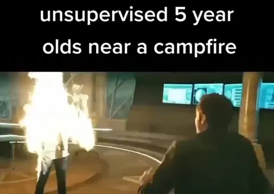 unsupervised 5 year olds near a camfire