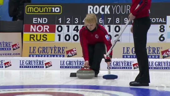 Great shot by Anneline Skaarsmoen | European Curling Championships 2015