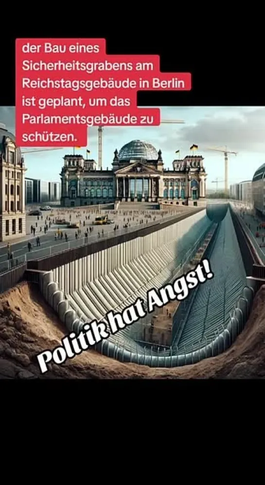 Incroyable, regardez le projet de fortification (comment l'appeler autrement ?) du parlement Allemand.