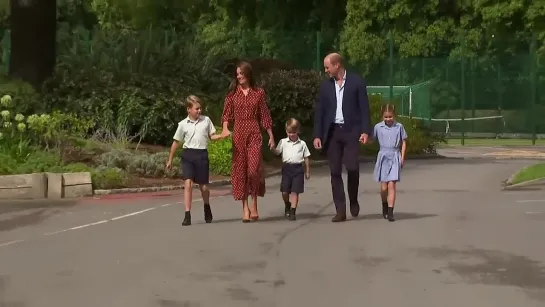 George, Charlotte and Louis Arrive for First Day at New School