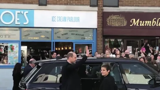 Post ice cream smile! William and Kate our of shot leave Joe's IceCream in the Mumbles