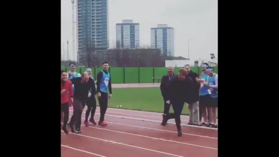 William, Kate and Harry running! Yes running!