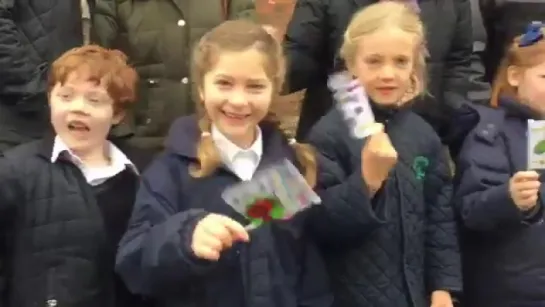 Children from Gresham's Pre Prep made their own flags to welcome Kate