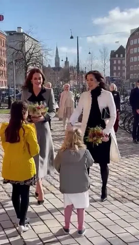 The Duchess of Cambridge and Crown Princess Mary arrive at the Danner Crisis Centre