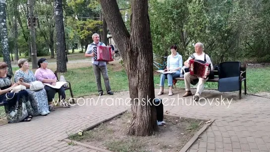 Жуковские вечерние посиделки в сквере около фонтана