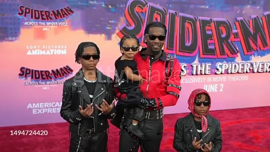 Offset and family attend the World premiere of Sony Pictures... Stock Footage Video - Getty Images_2