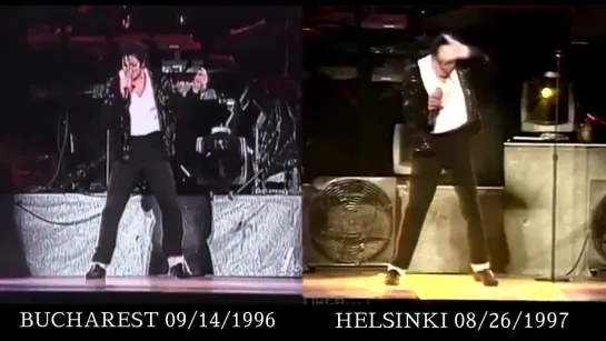 Michael Jackson - Billie Jean Comparison Bucharest (09_14_1996) VS Helsinki (08_26_1997)