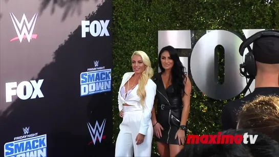 Mandy Rose and Sonya Deville WWE 20th Anniversary Celebration Event Blue Carpet