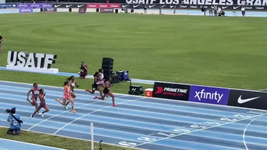 ЛА 100m Steiner 11.32, Thomas 11.42, Smith-Barnett 11.27, Gardner 11.22 USATF LA Grand Prix 2024