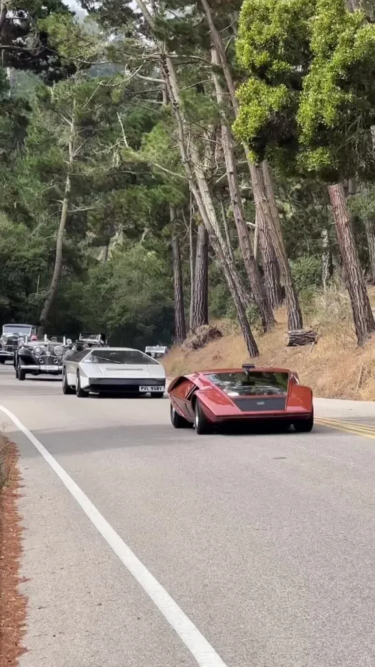 An absolutely unbelievable line up of cars on the @pebblebeachconcours tour today 🔥 Can you name them all? 😍 #Ferrari #Bugatti