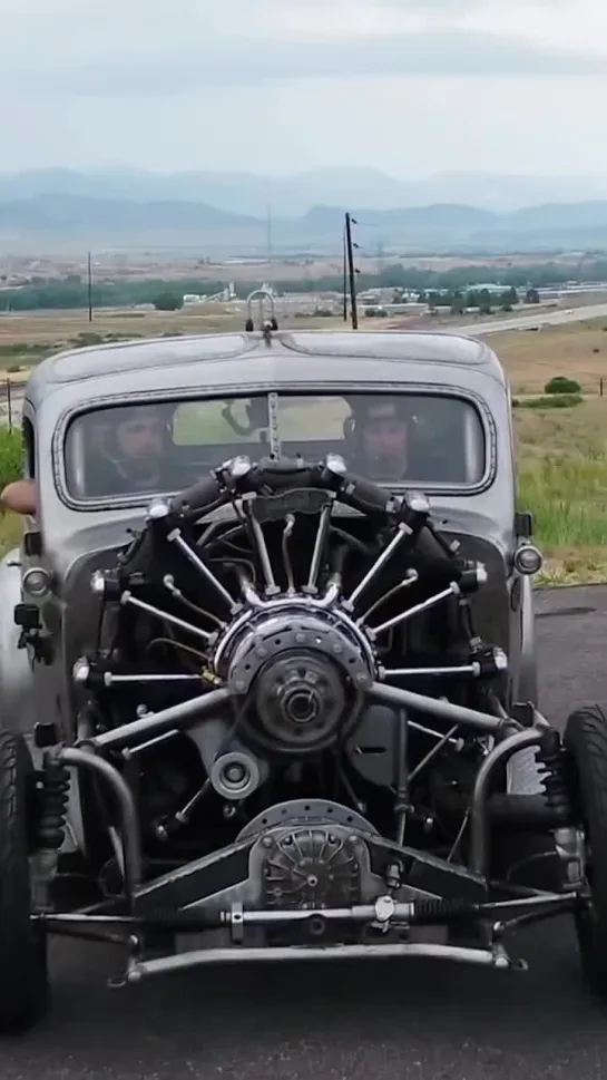 7 CYLINDER AIRCRAFT RADIAL ENGINE POWERED 1939 PLYMOUTH TRUCK ROAD TEST