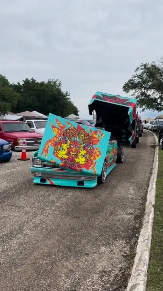 Tiki Lux Chevy S10 rolling through Battle In Bama #sickcarsandtrucks #chevys10 #minitruckin