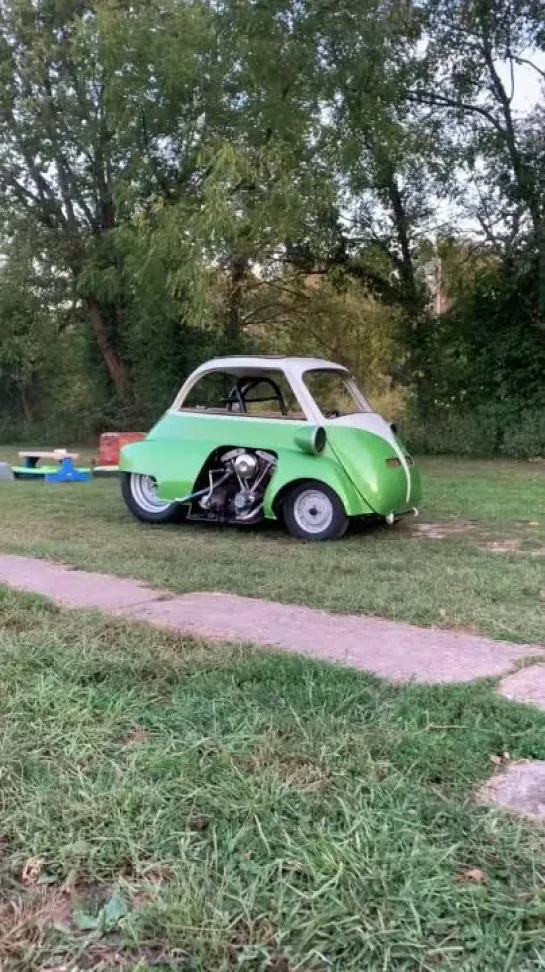 Say hello to “BIG DILL”!!!!!!!! 1957 BMW Isetta Harley Davidson Shovelhead powered nostalgic drag car. I’m loading up to head to